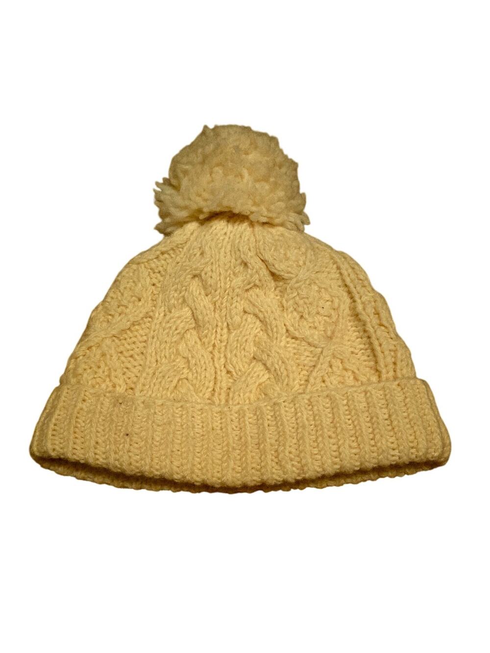 Aran sweater market cream beanie knit hat wool